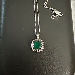 Emerald & Diamond  Pendant Necklace